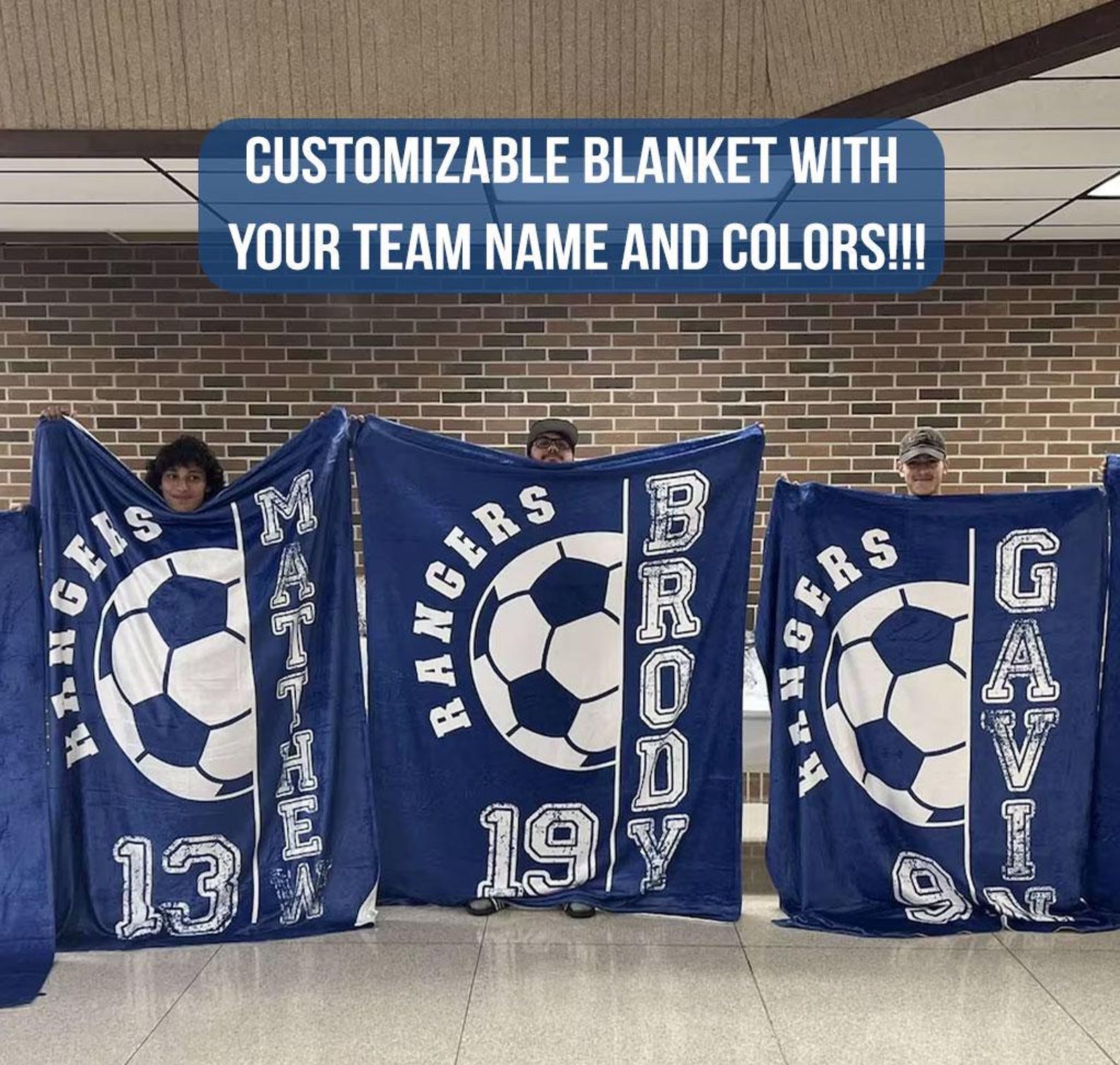 Personalized Sports Blanket Custom Name and Number Team Gift