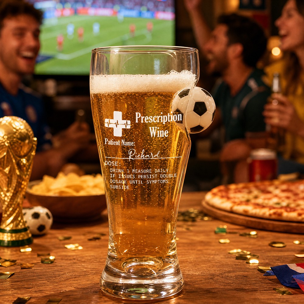 Personalized Funny Prescription Soccer Glass with Custom Name Gift for World Cup Soccer Fans