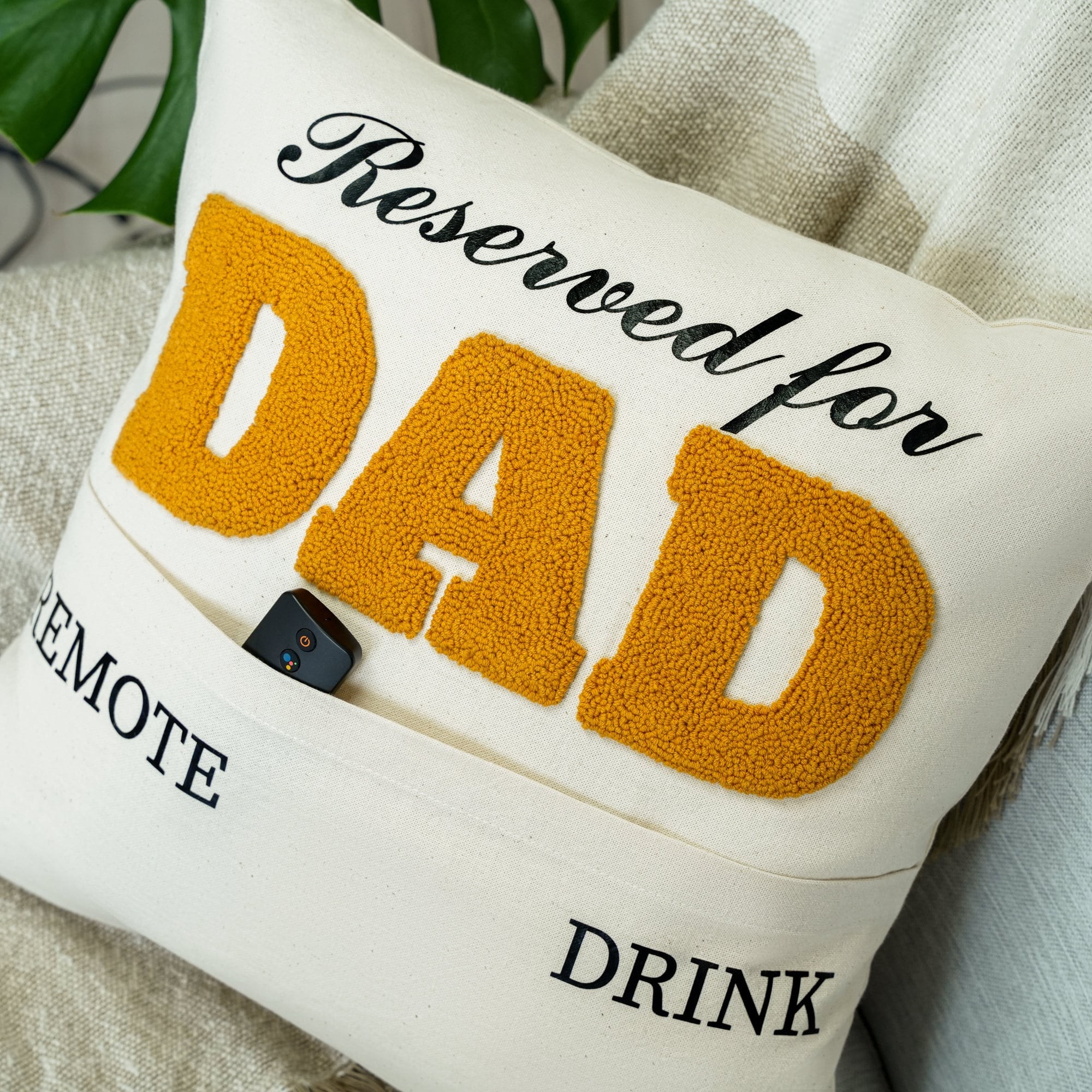 Personalized Grandpa Pocket Punch Needle Pillow Father's Day Gift