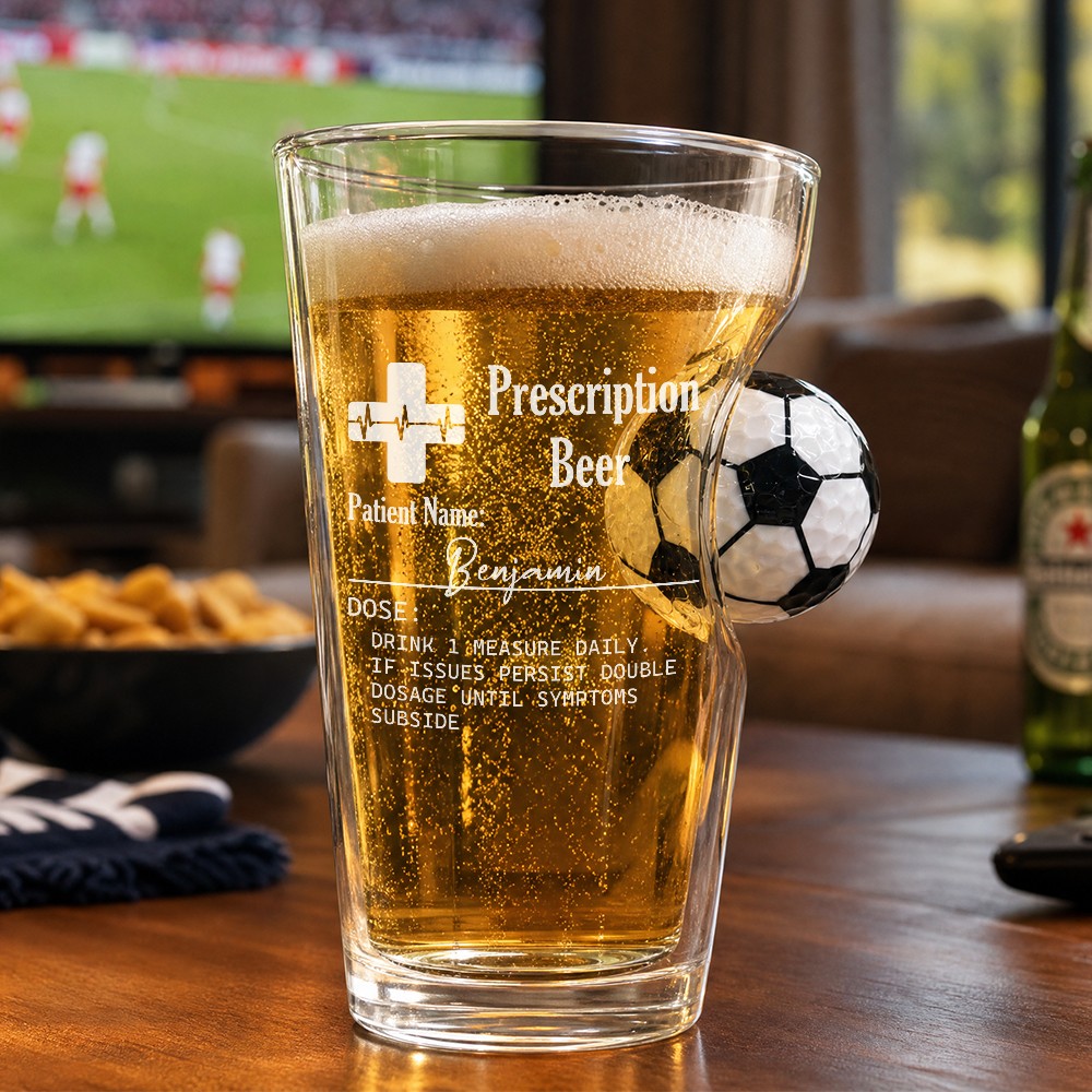 Personalized Funny Prescription Soccer Glass with Custom Name Gift for World Cup Soccer Fans