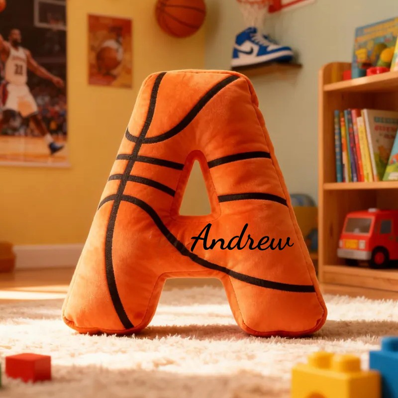Personalized Basketball Letter Pillow With Name For Game Lovers Christmas Gift