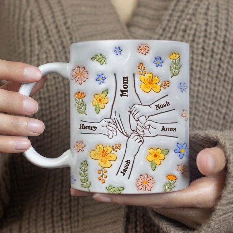 Personalized Holding Mom‘s Hand 3D Inflated Effect Mug For Mother's Day ...