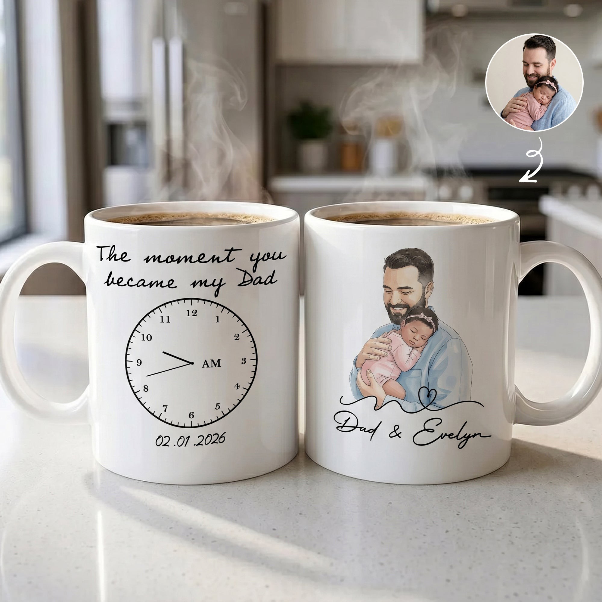 Best Dad Ever Custom Baby Photo Retro Mug Perfect Father's Day Gift
