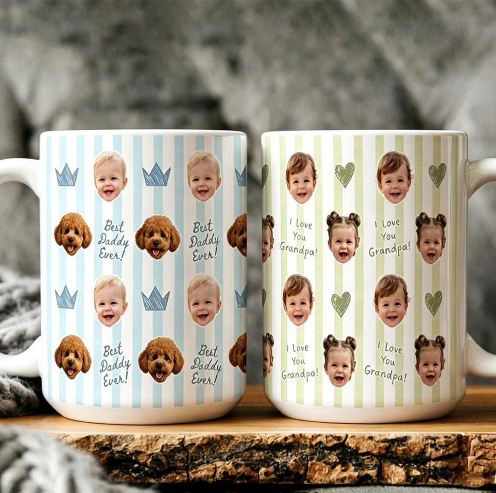 Best Dad Ever Custom Baby Photo Retro Mug Perfect Father's Day Gift