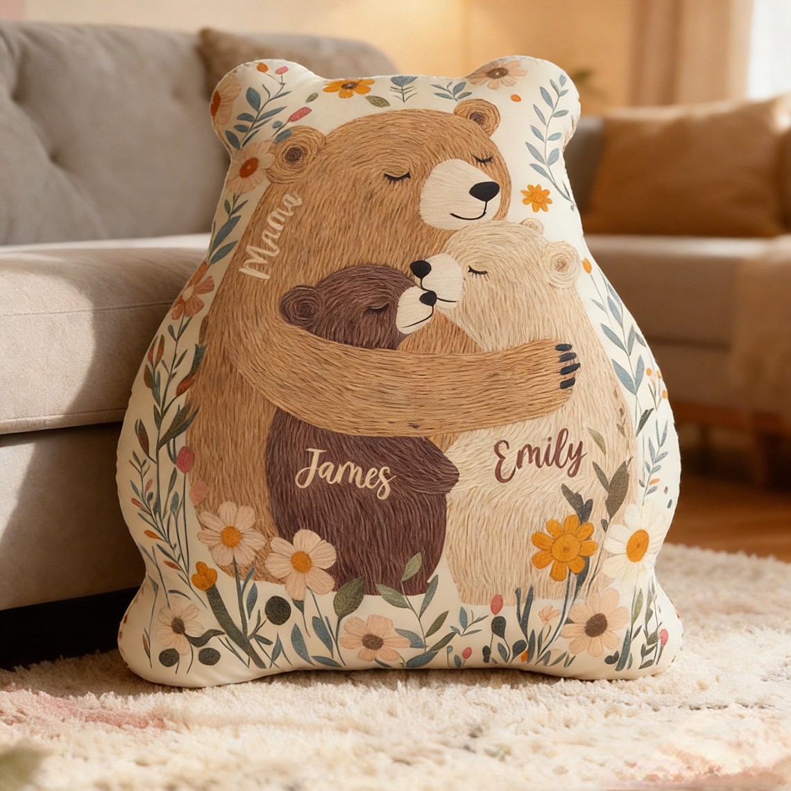 Personalized Bear Pillow Custom Name Plush Gift Mother's Day Gift For Mom Grandma