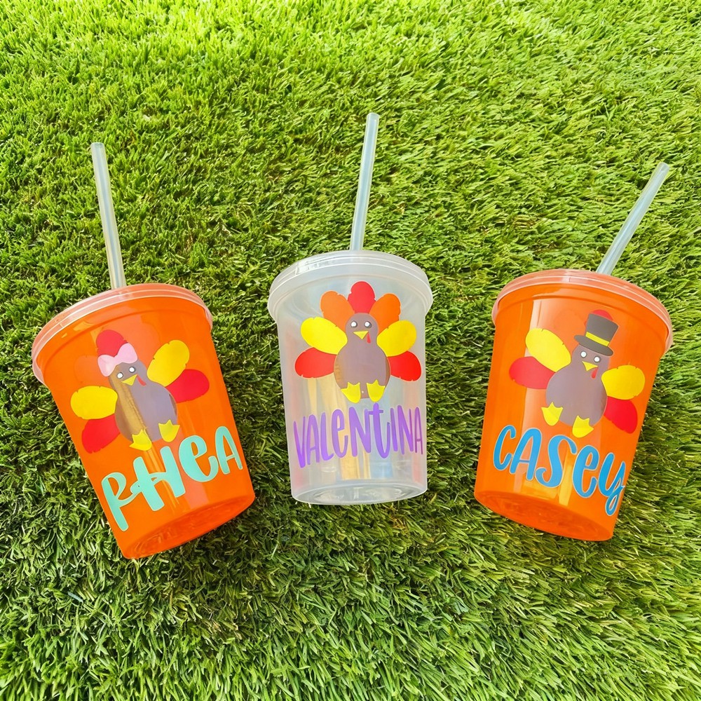 Personalized Thanksgiving Turkey Cup with Name Custom Fall Party Favor Family Gathering Cup