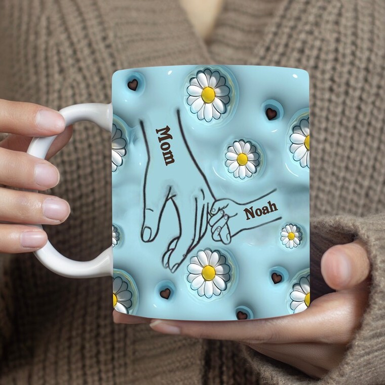 Personalized Holding Mom‘s Hand 3D Inflated Effect Mug For Mother's Day ...