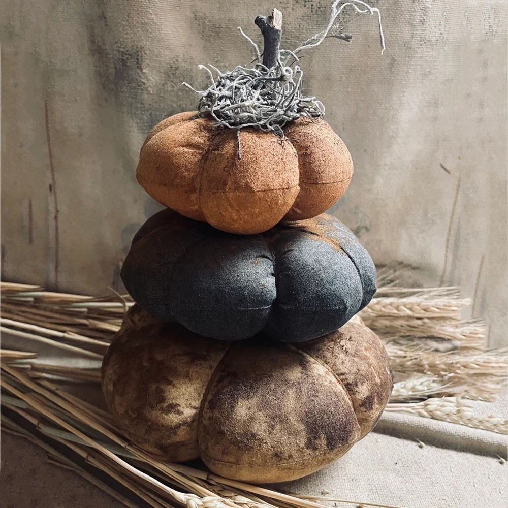 Primitive Halloween Fall Mini Pumpkin Stack Shelf Sitter