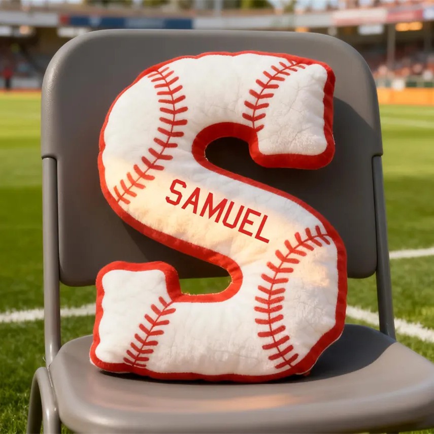 Personalized Baseball Letter Pillow With Name For Game Day Lovers Christmas Gift