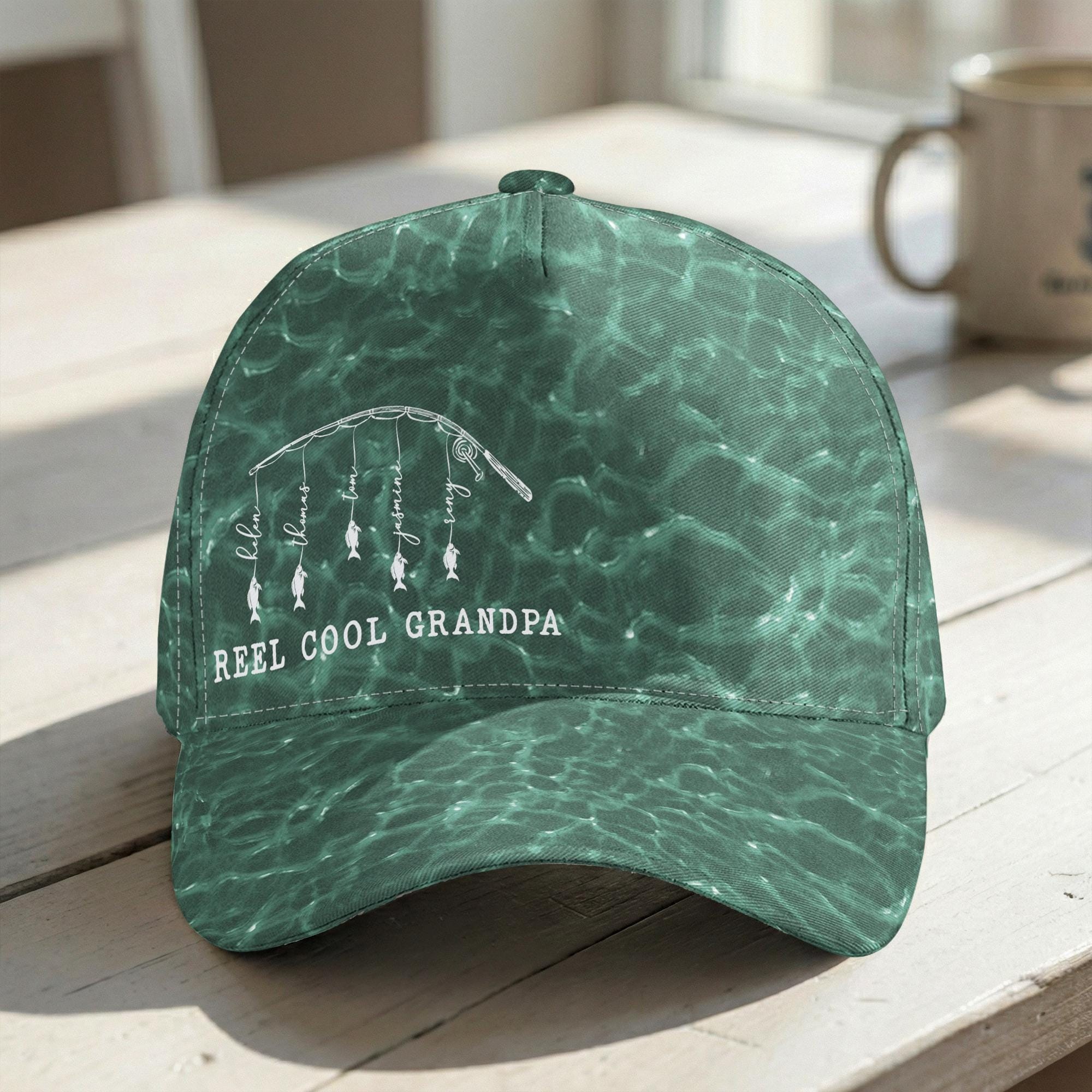 Personalized Reel Cool Dad Cap With Kids Name For Dad Grandpa Father's Day Gift