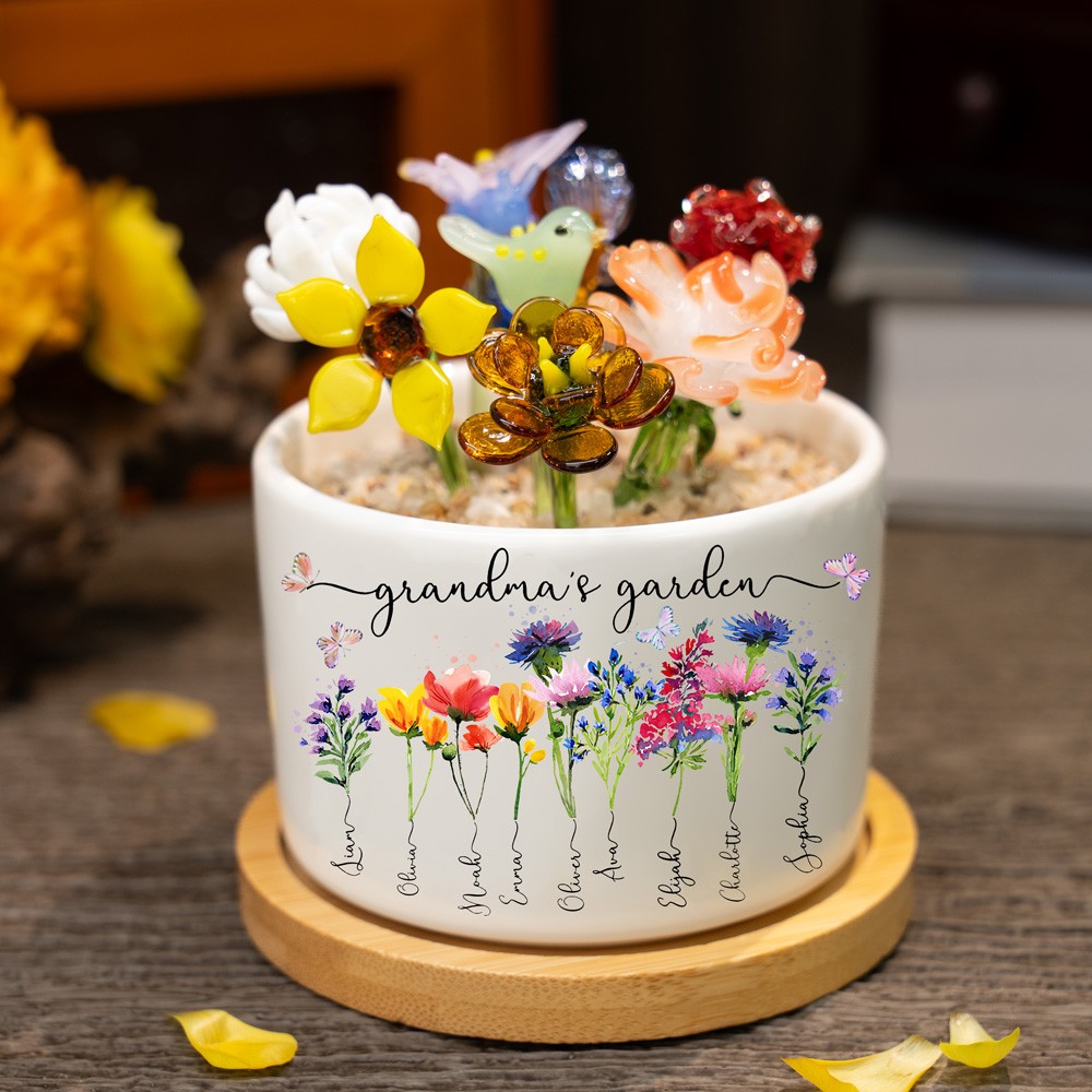 Custom Birth Month Flower Grandma Garden Pot For Mom Grandma Mother's Day Gift