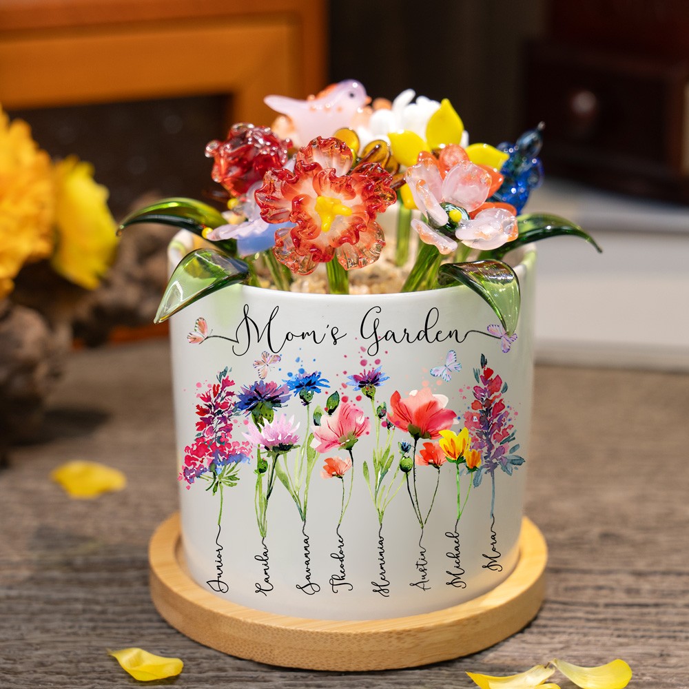 Custom Birth Month Flower Mom's Garden Pot For Mom Grandma Mother's Day Gift