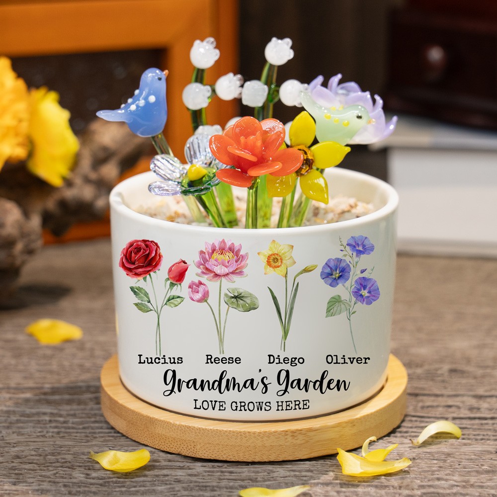 Custom Birth Month Flower Grandma Garden Pot For Mom Grandma Mother's Day Gift