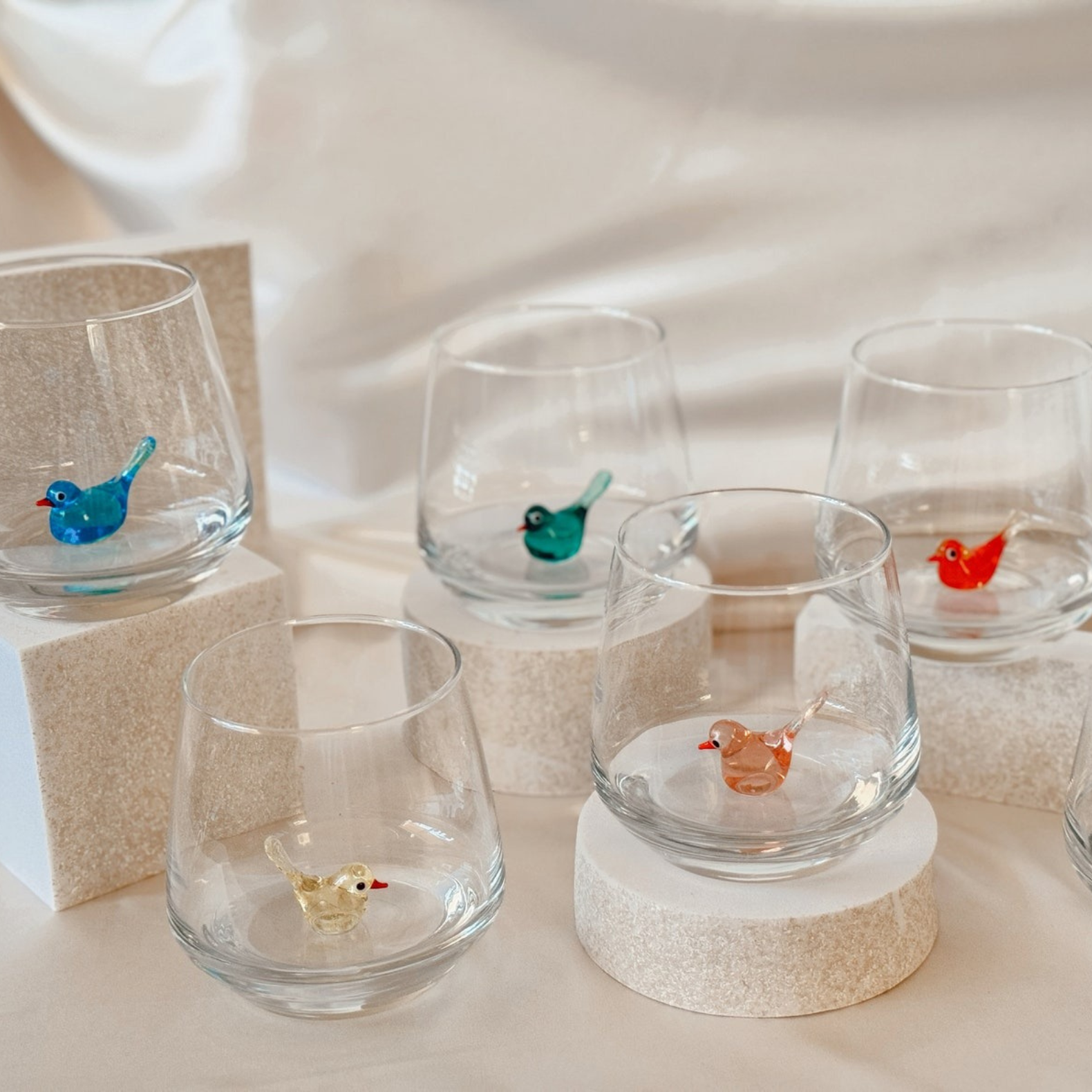 Bird Murano Wine Glass Bird Figurine Cup Colorful Birds Drinking Glass Animal Wine Glass