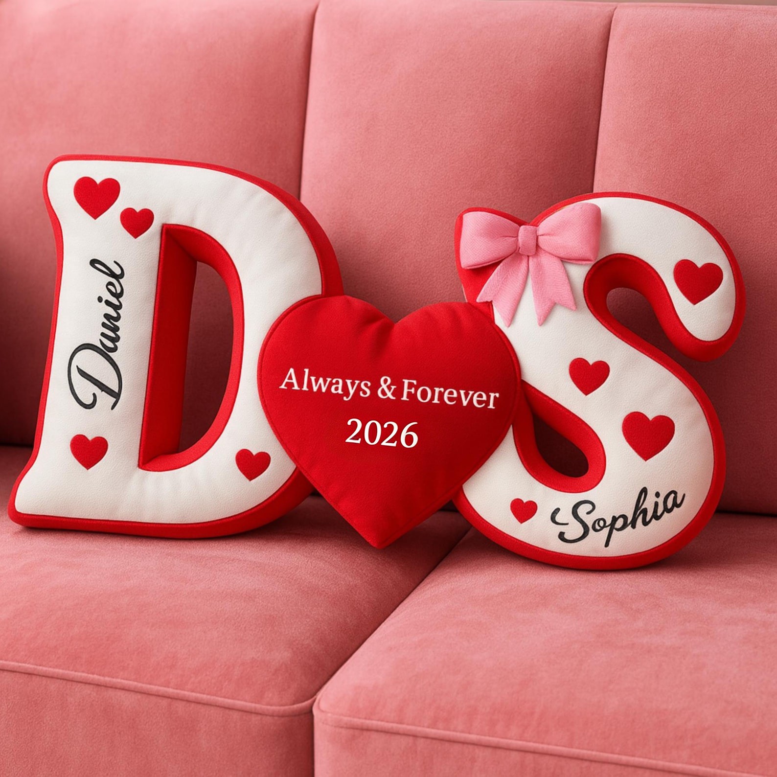 Personalized Couple Custom Initial Heart Throw Pillow Custom Names Couple Home Pillow