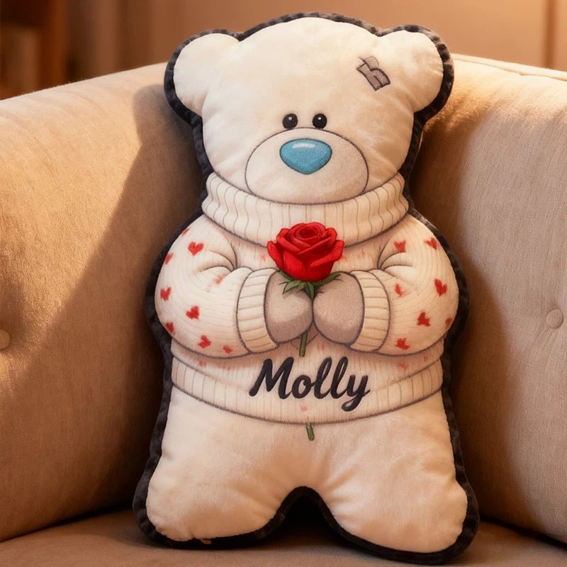 Personalized Bear Hug Pillow Girlfriend Gift Pillow Cute Bear Pillow for Girlfriend Valentine's Gift Pillow