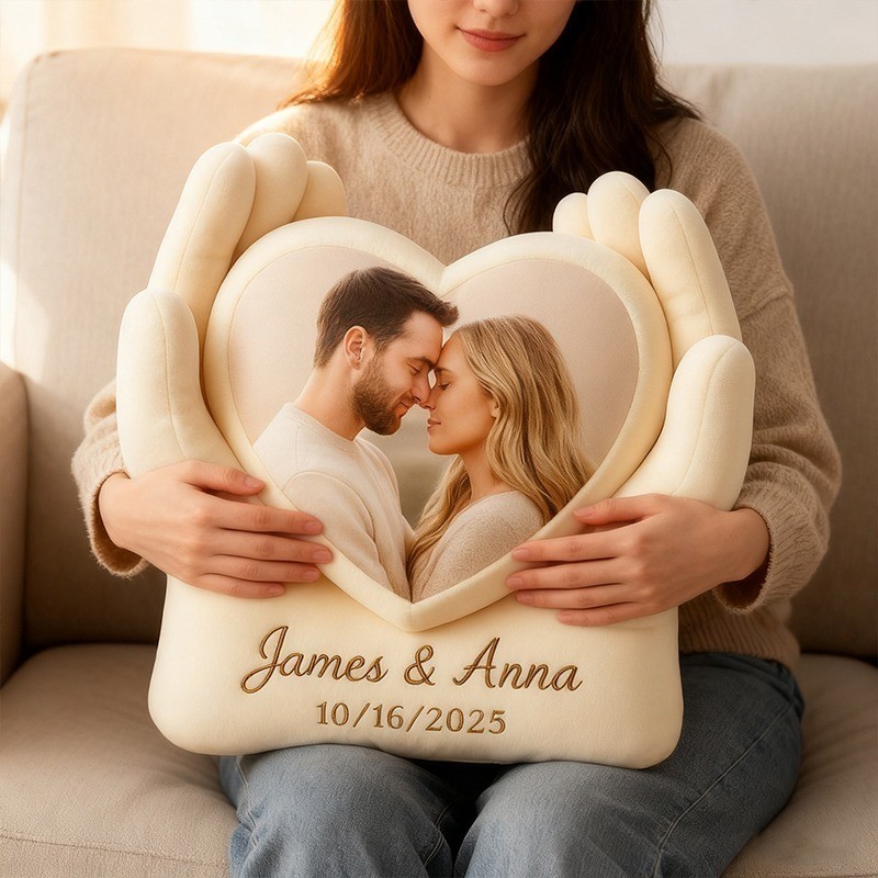 Personalized Couples Heart Shaped Photo Pillows for Valentine's Day Gift