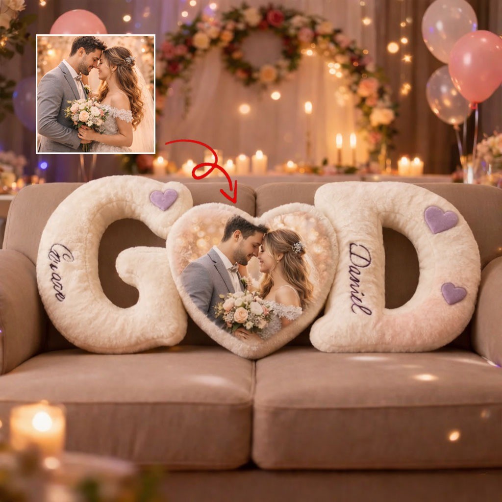 Personalized Couple's Letter Pillow Sets with Photo for Valentine's Day Gifts