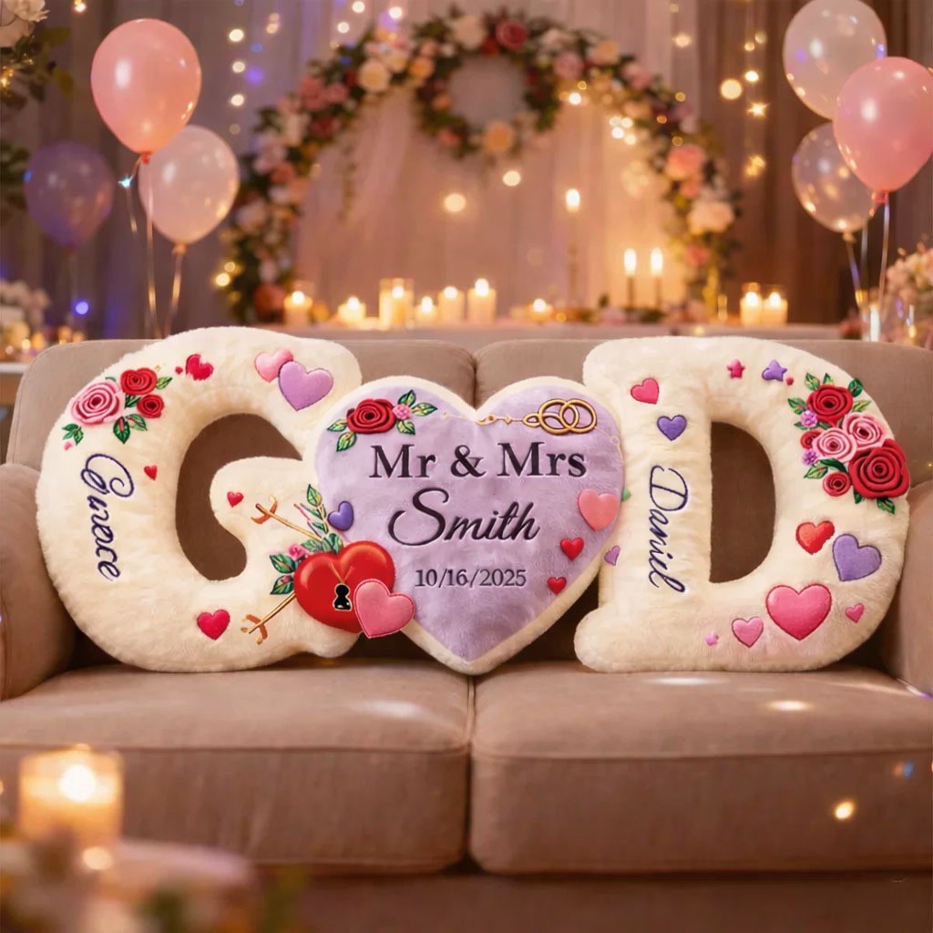Personalized Couple's Letter Floral Pattern Printing Pillow Sets for Valentine's Day Gifts