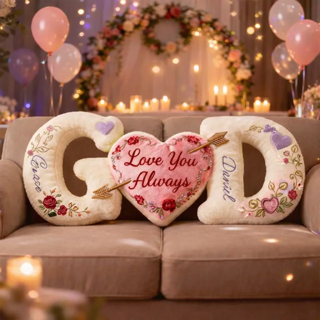 Personalized Couple's Letter Heart Pattern Printing Pillow Sets for Valentine's Day Gifts