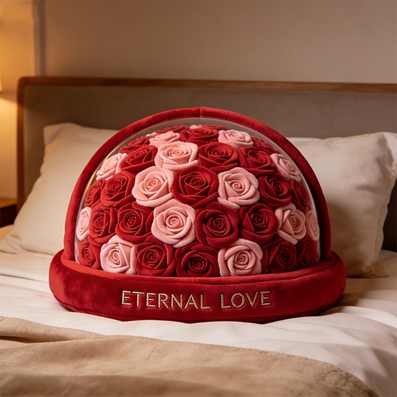 Personalized Valentine's Day Themed Rose Dome Shaped Pillow