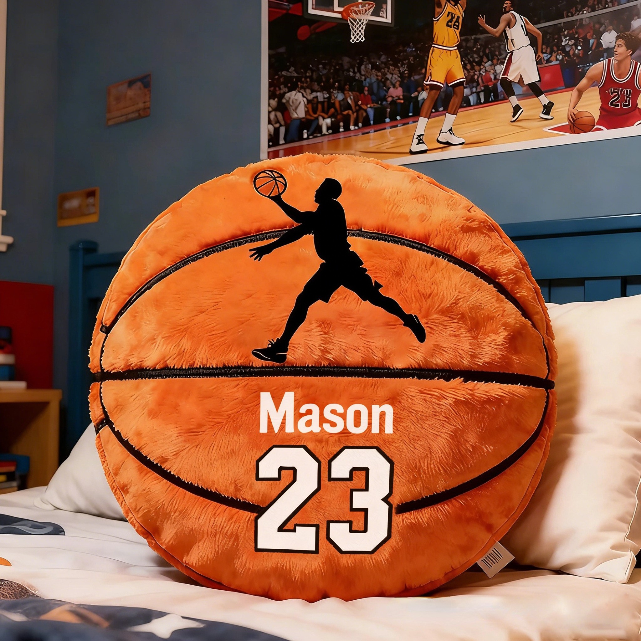 Personalized Basketball Pillow with Custom Name and Jersey Number for Kids and Sports Fans