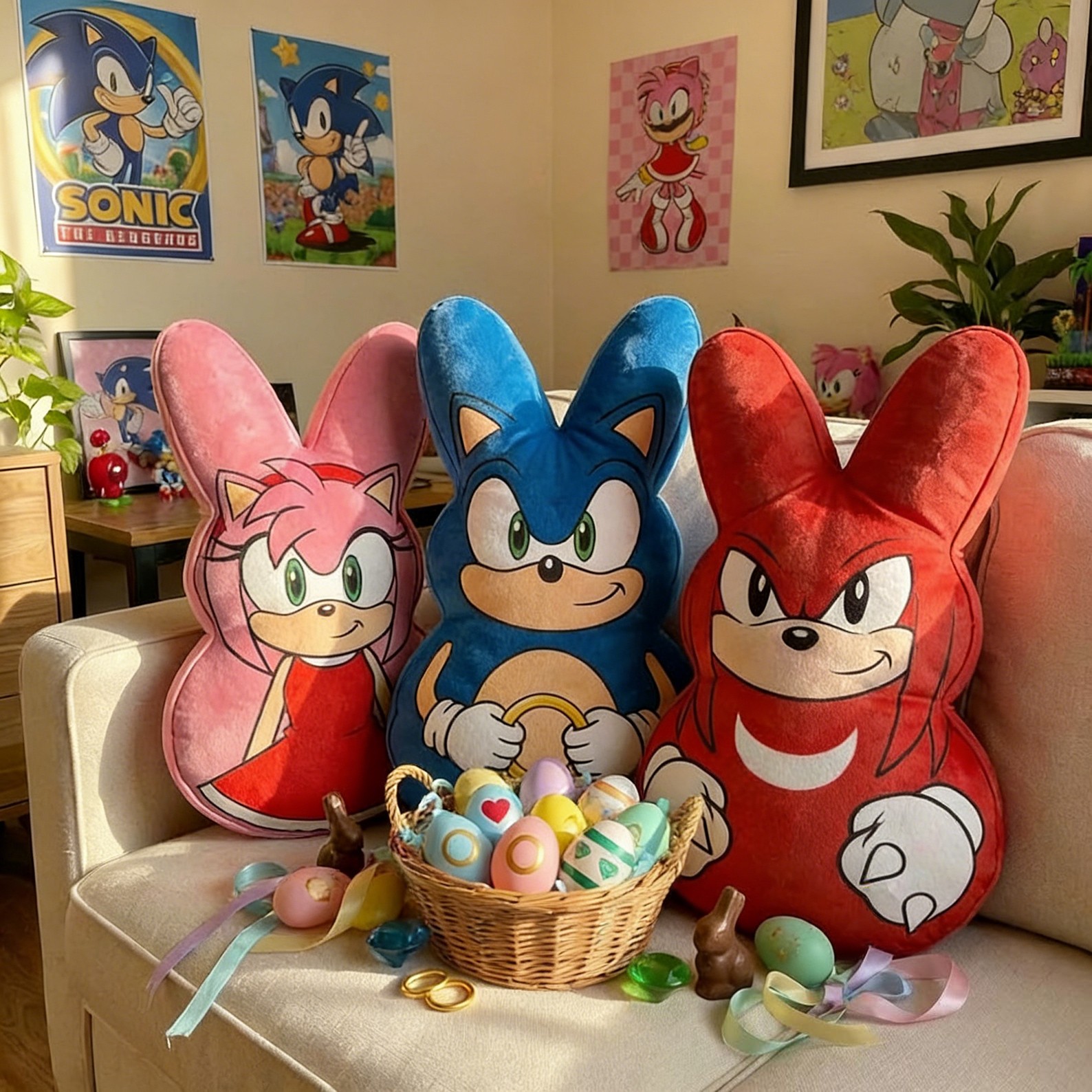 Custom Pillow Personalized Easter Bunny Family Plush Pillow Easter Basket Gift Kids Pillow Gift for Boy or Girl