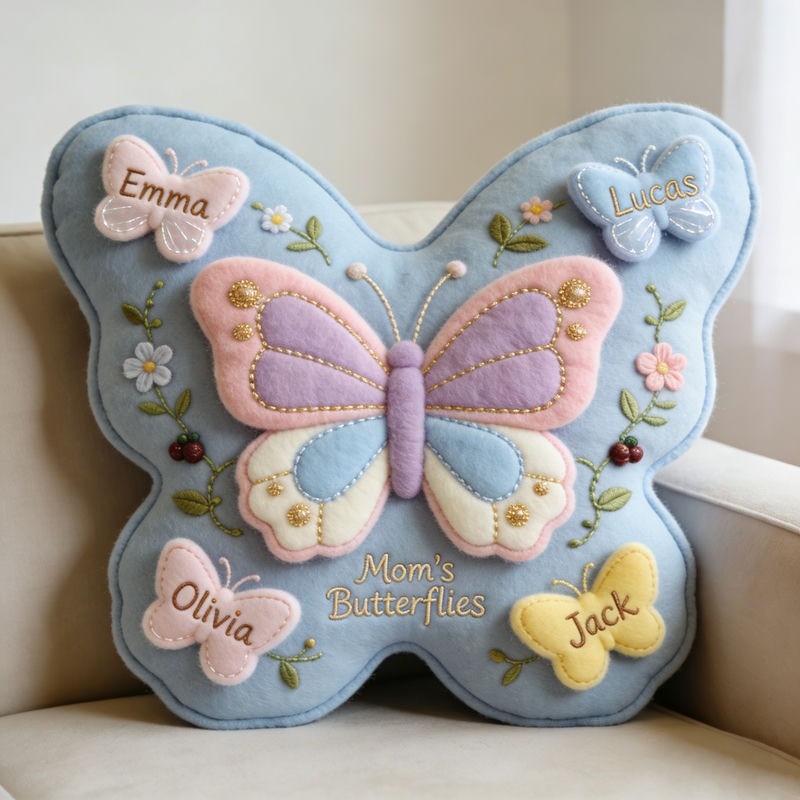 Custom Mother's Day Pillow  Butterfly Mom Personalized Gifts For Mother