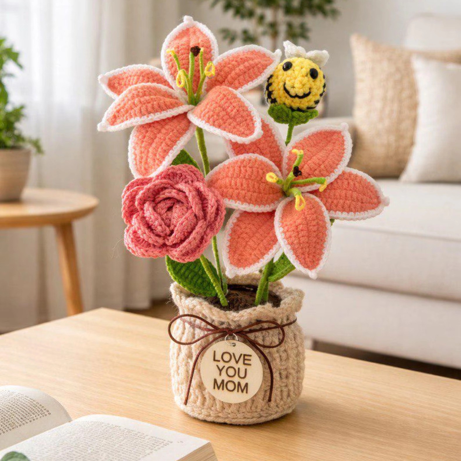 Mother’s Day Crochet Flower Bouquet Handmade Forever Flowers Gift for Mom Home Decor