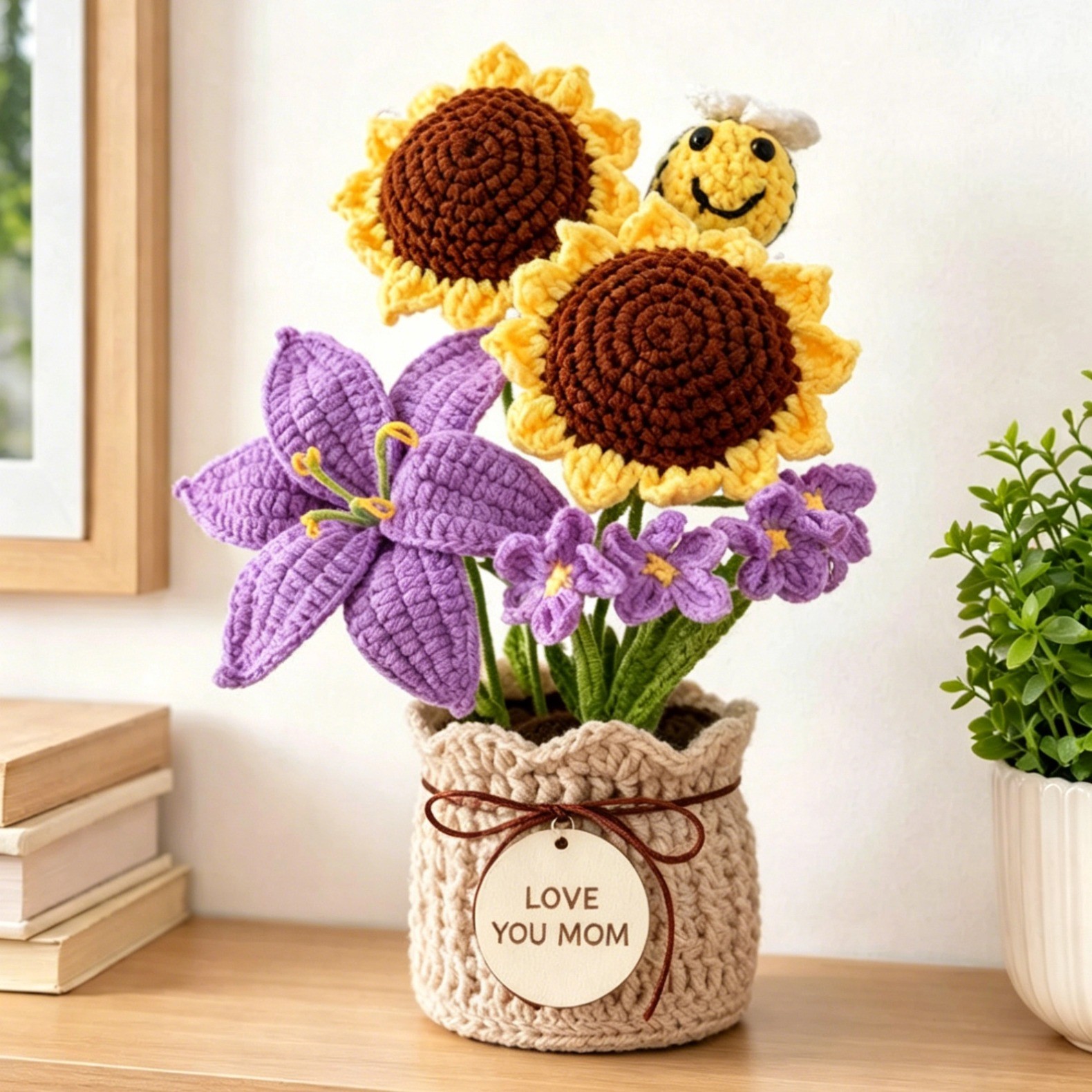 Mother’s Day Crochet Flower Bouquet Handmade Forever Flowers Gift for Mom Home Decor