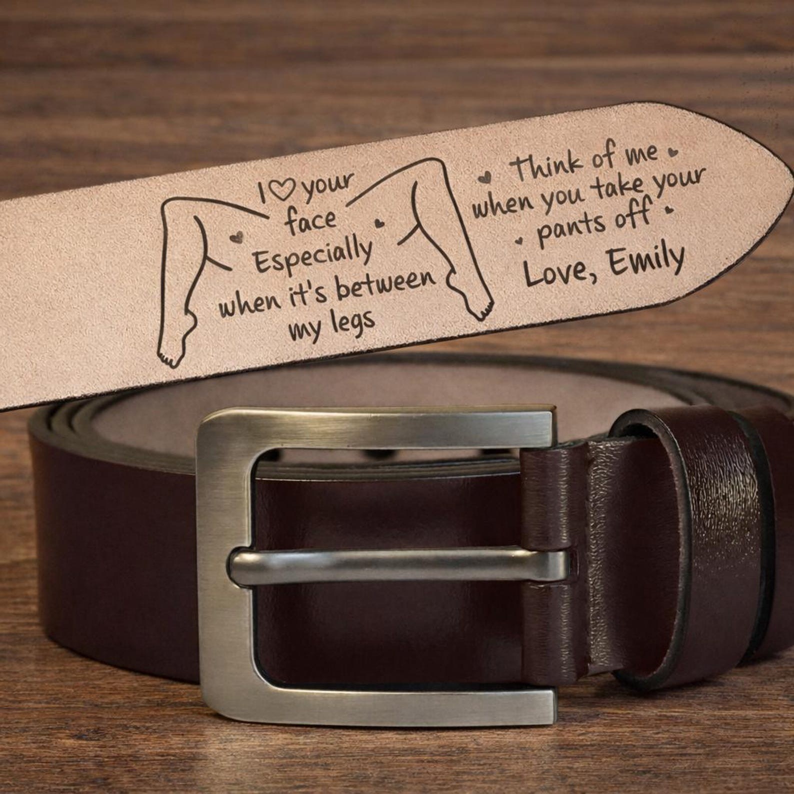 I Love Your Face Especially When It's Between My Legs Leather Belt Custom Engraved Leather Belt Anniversary Gift For Boyfriend Husband