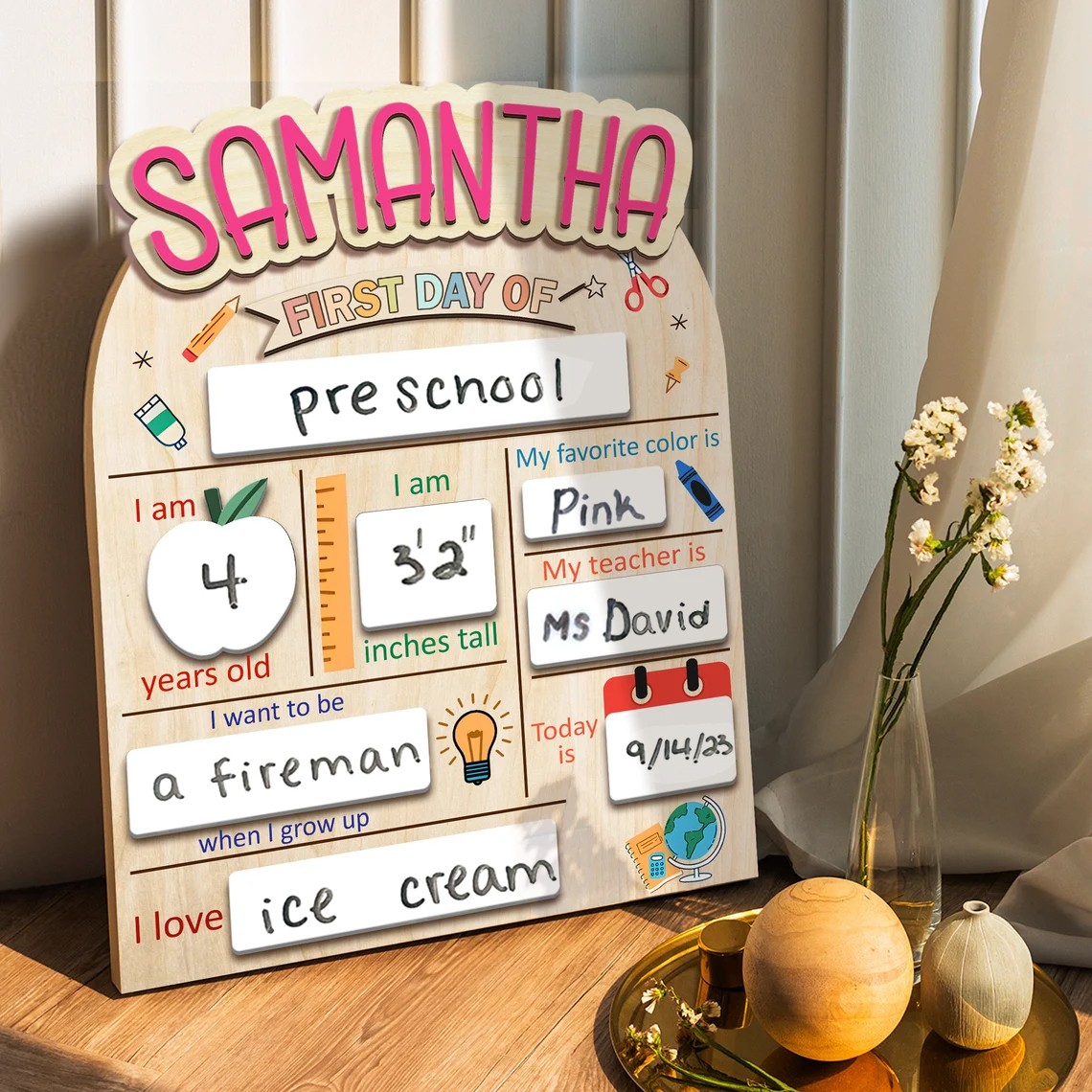 Custom First Day Of School Sign Last Day of School Sign Reusable Back to School Photo Prop