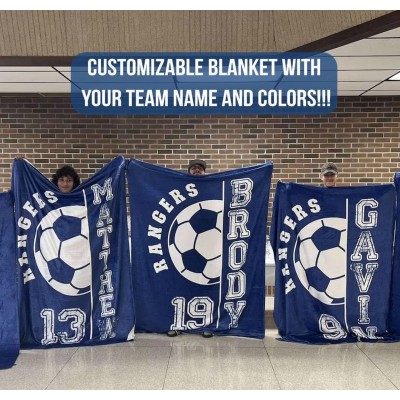 Personalized Sports Blanket Custom Name and Number Team Gift
