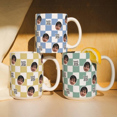 Best Dad Ever Custom Baby Photo Retro Mug Perfect Father's Day Gift