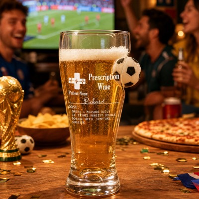 Personalized Funny Prescription Soccer Glass with Custom Name Gift for World Cup Soccer Fans