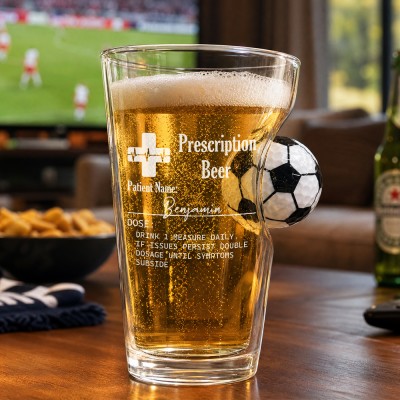 Personalized Funny Prescription Soccer Glass with Custom Name Gift for World Cup Soccer Fans