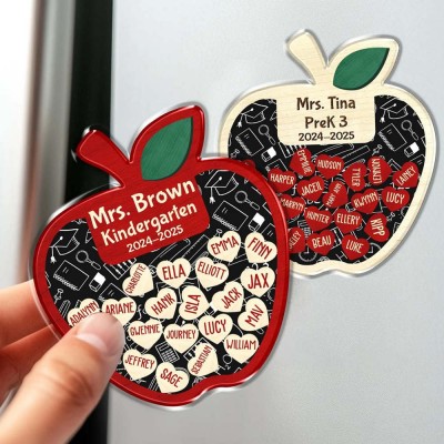 Personalized Teacher Apple Magnet Teacher Appreciation Gifts From Student