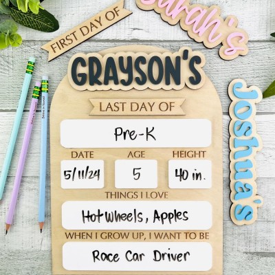 Custom First Day Of School Sign Last Day of School Sign Reusable Back to School Photo Prop