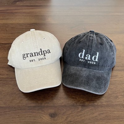 Custom Embroidered Hat Personalized Date Gift for Dad Grandpa Father's Day Gift