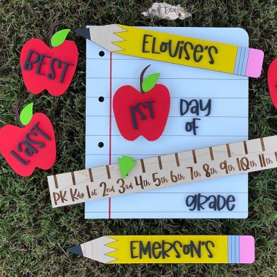 1st Day Last Day of School Prop Interchangeable School Milestones Back to School Sign Kit