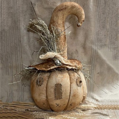 Primitive Fall Halloween Pumpkin Scarecrow Sitter