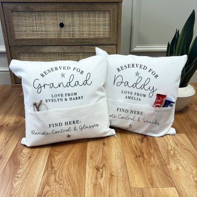 Personalized Grandpa Pocket Punch Needle Pillow Father's Day Gift