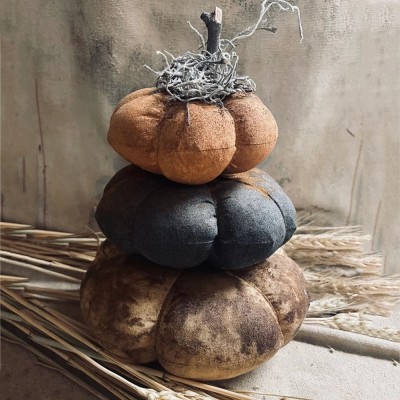 Primitive Halloween Fall Mini Pumpkin Stack Shelf Sitter