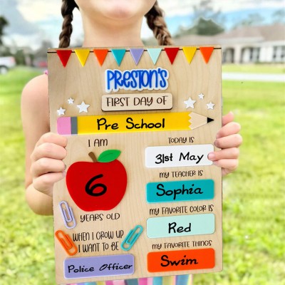 Personalized Interchangeable Back to School Sign First Day of School Photo Prop