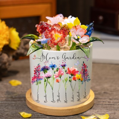 Custom Birth Month Flower Mom's Garden Pot For Mom Grandma Mother's Day Gift