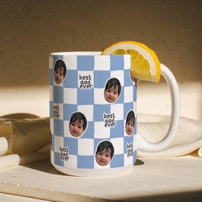 Best Dad Ever Custom Baby Photo Retro Mug Perfect Father's Day Gift