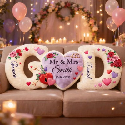 Personalized Couple's Letter Floral Pattern Printing Pillow Sets for Valentine's Day Gifts