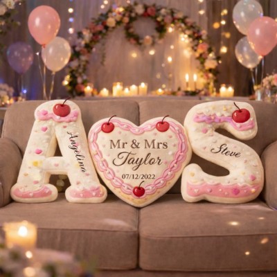 Personalized Couple Fruit Pattern Design Pillow Sets with Anniversary Date for Valentine's Day Gifts