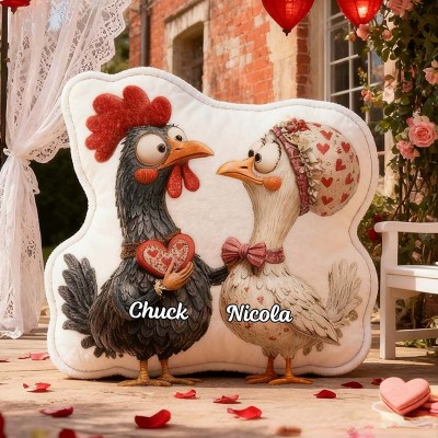 Personalized Pet Lover Couple Chicken Letter Pillow with Custom Name Graphic 3D Print