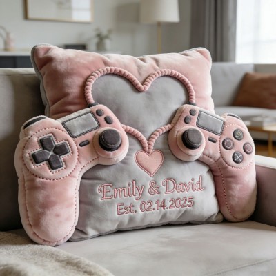 Personalized Couple Themed Gaming Controller Cushion
